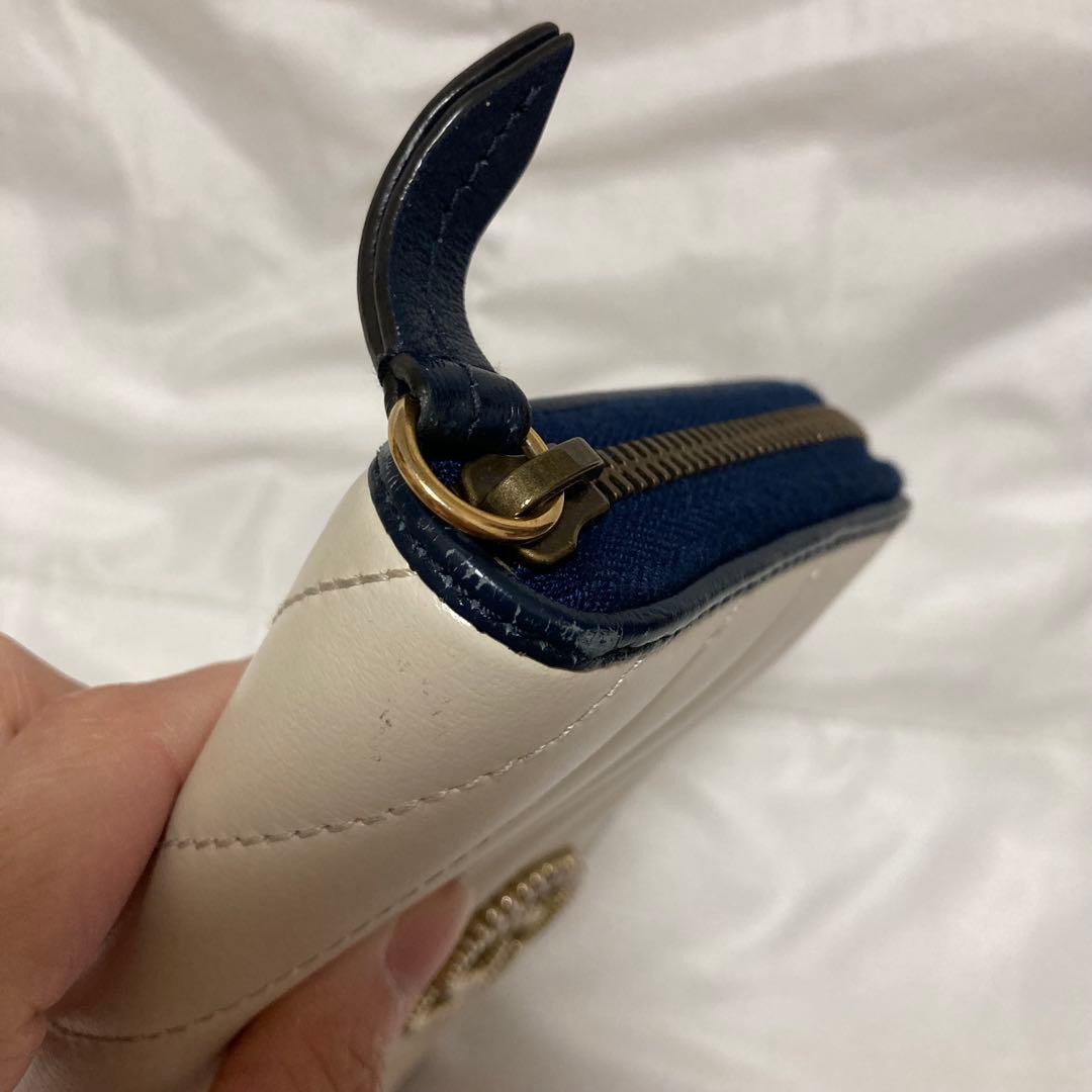 GUCCI レザー　グッチ　GGマーモント　ラウンドファスナー長財布　レザー
