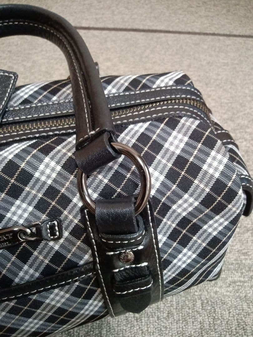 バーバリーブルーレーベル　マイクロ　チェック　ボストン　ブラック　希少