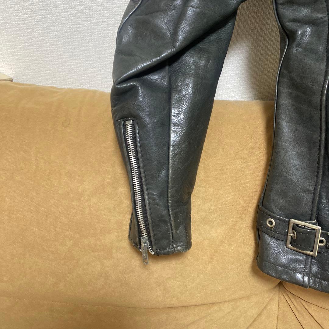 Schott ブラック レザー シングルライダースジャケット141サイズ32