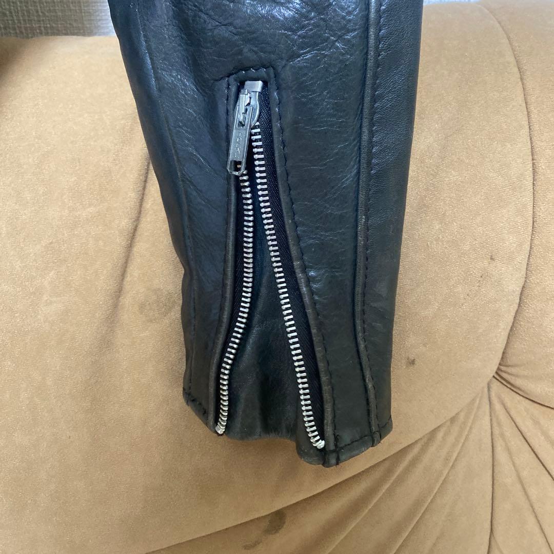 Schott ブラック レザー シングルライダースジャケット141サイズ32