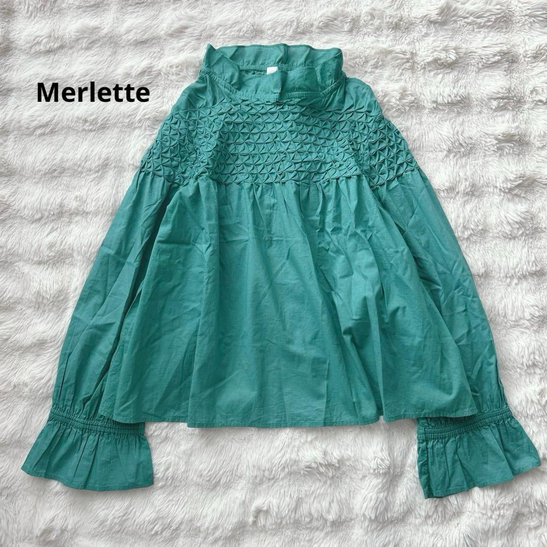 マーレット★ マジョレレ　コットンスモッキングブラウス　チュニック　グリーン