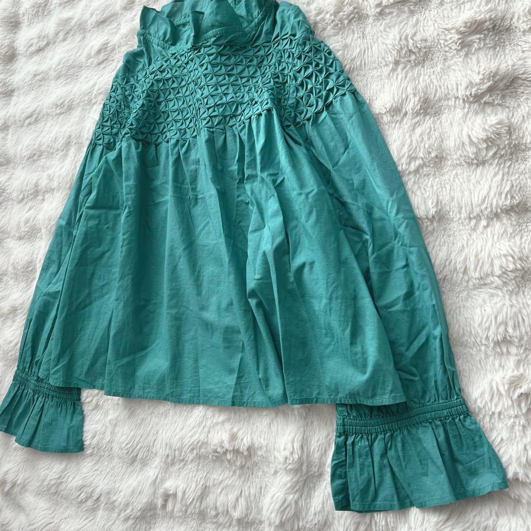 マーレット★ マジョレレ　コットンスモッキングブラウス　チュニック　グリーン