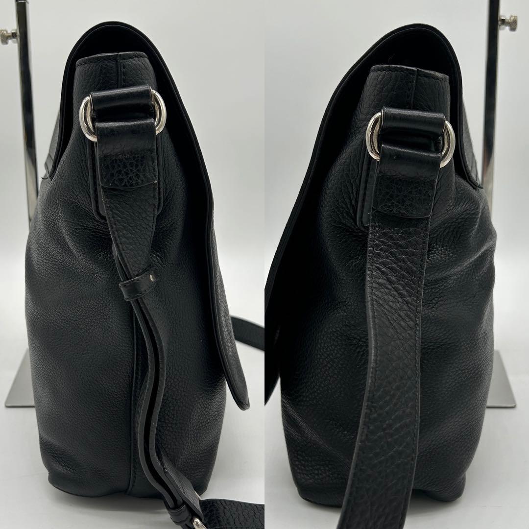 【美品】グッチ ソーホー メッセンジャーバッグ インターロッキング シボ革 黒