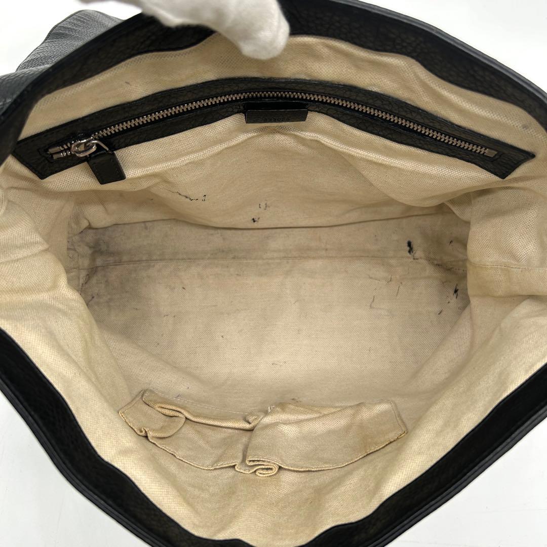 【美品】グッチ ソーホー メッセンジャーバッグ インターロッキング シボ革 黒