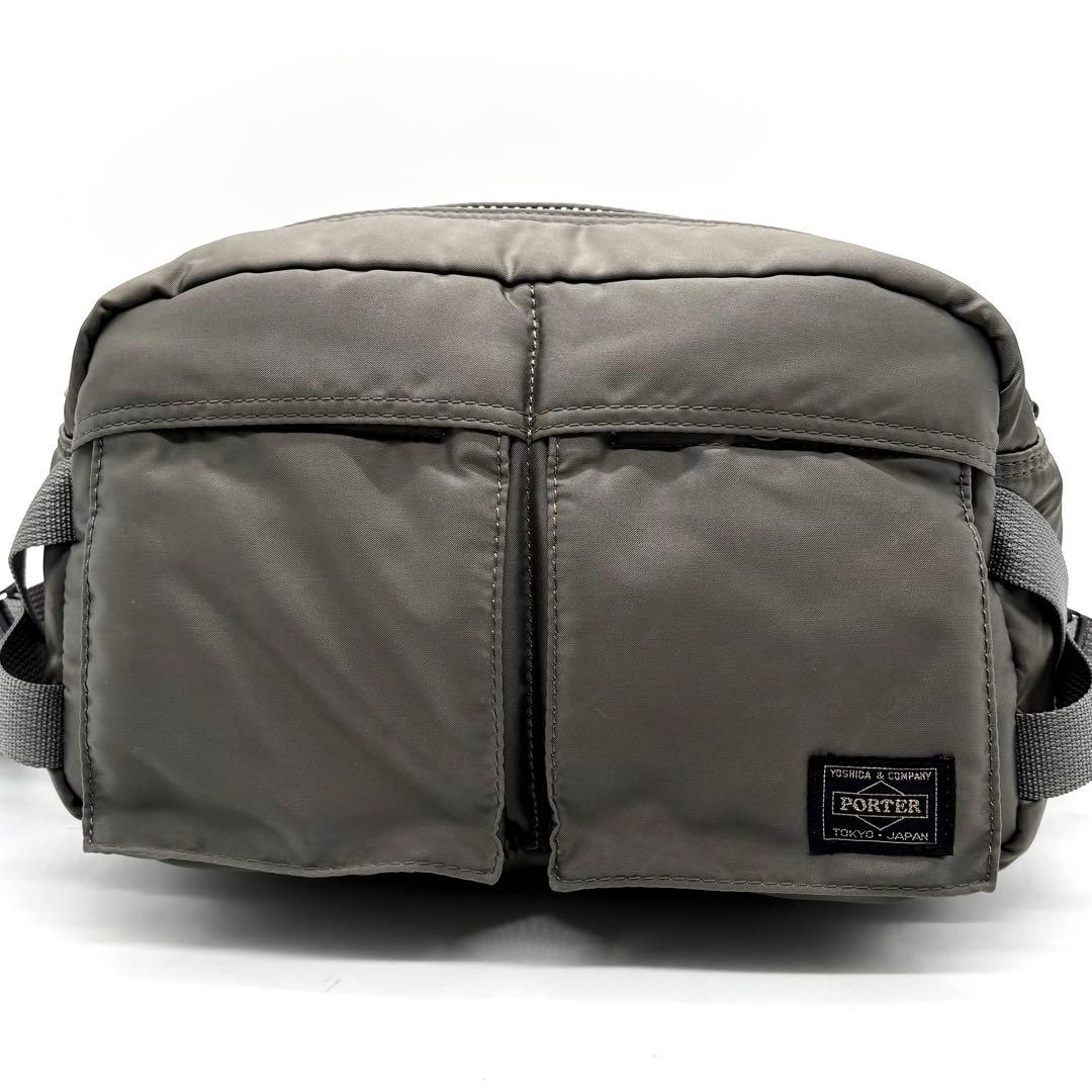 【極美品】ポーター タンカー 2way ボディバッグ ナイロン シルバーグレー