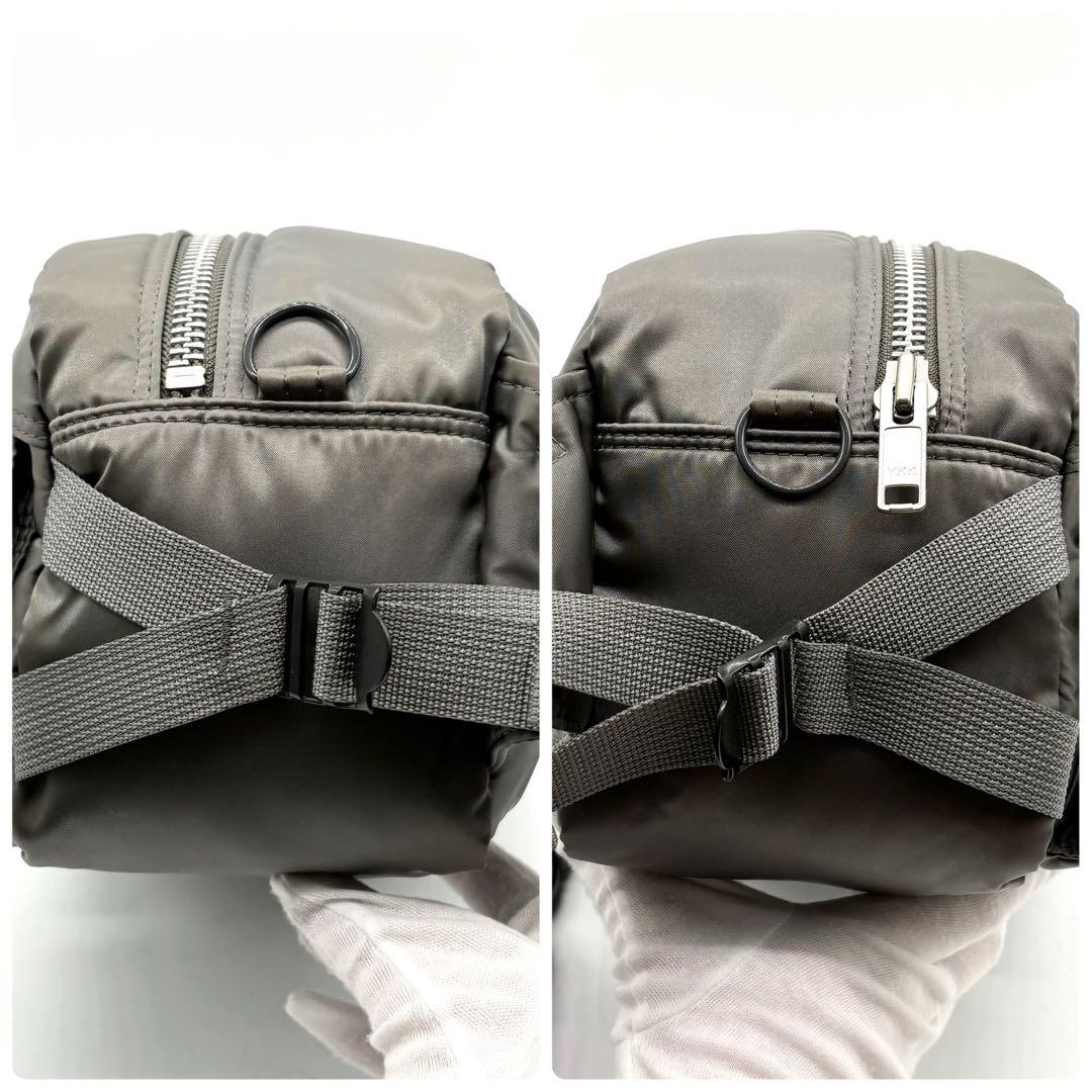【極美品】ポーター タンカー 2way ボディバッグ ナイロン シルバーグレー