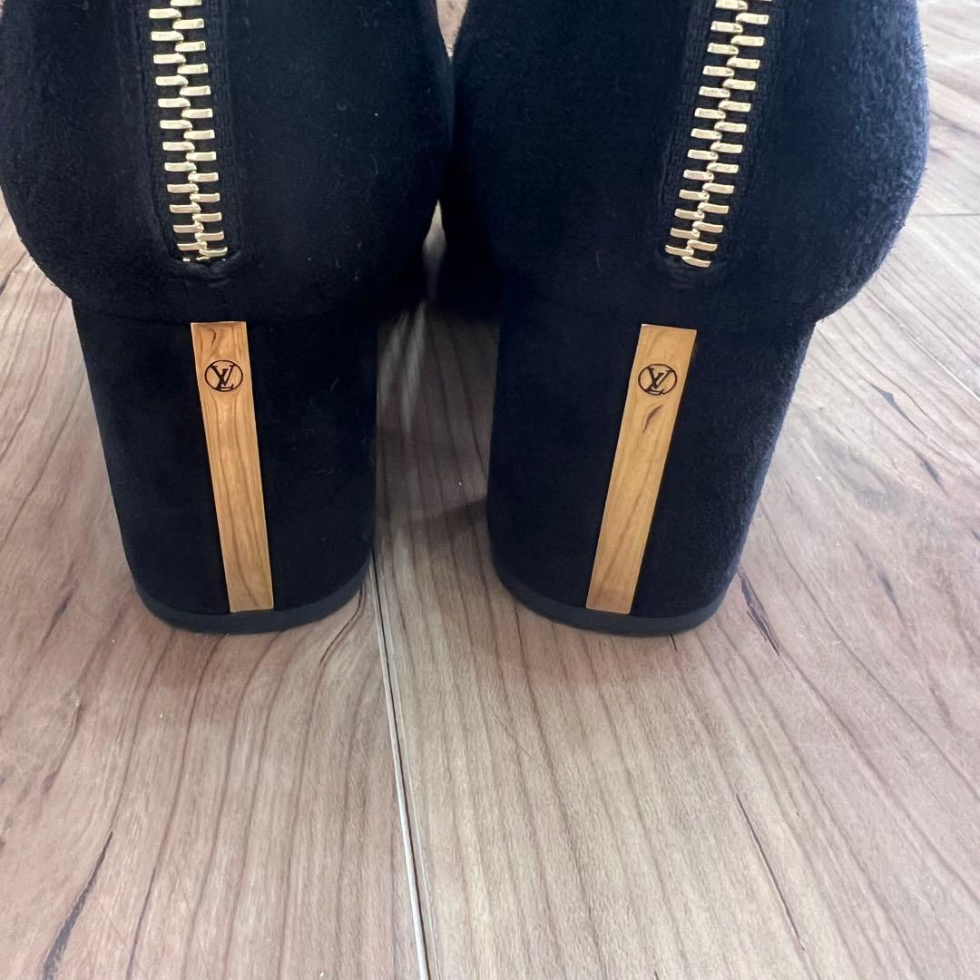 ルイヴィトンブラックスエードブーツ ゴールドファスナー35 1/2