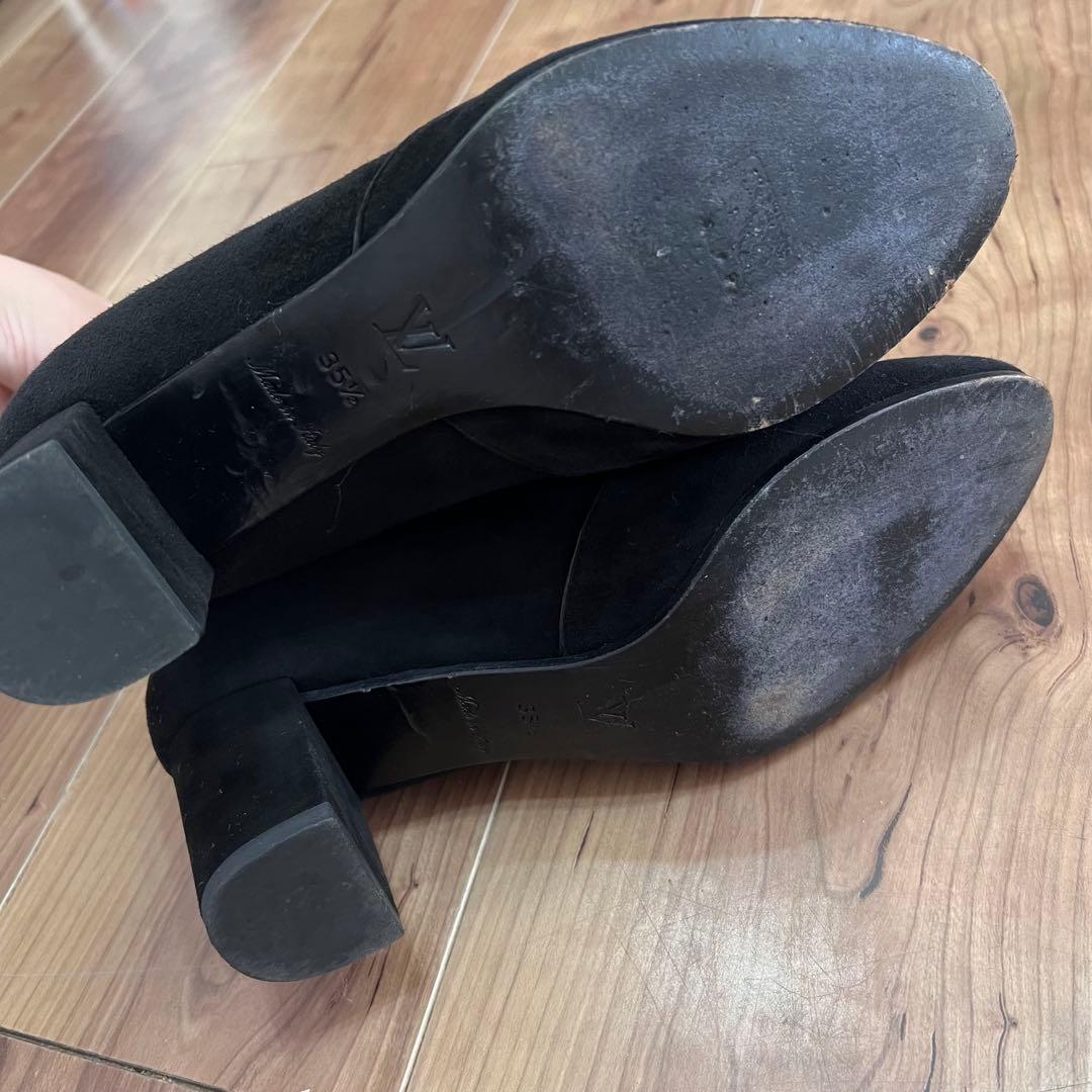 ルイヴィトンブラックスエードブーツ ゴールドファスナー35 1/2