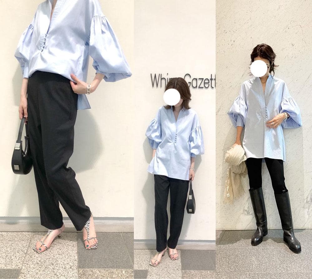 美品 ウィムガゼット 2,5万円 オックス袖ボリュームブラウス ホワイト 500