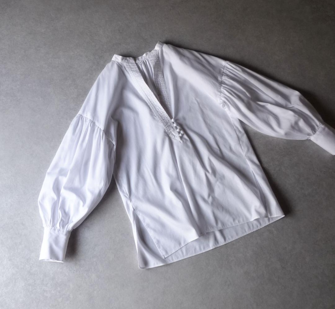 美品 ウィムガゼット 2,5万円 オックス袖ボリュームブラウス ホワイト 500