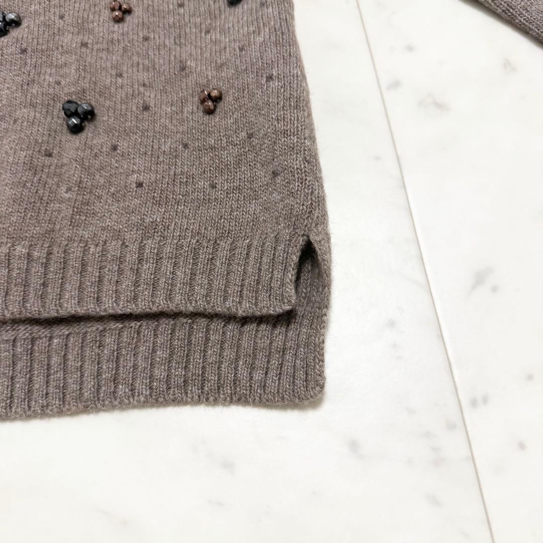 極美品❤️マックスマーラ　ニット　長袖　Ｖネック　ビジュー　ブラウン　近年モデル