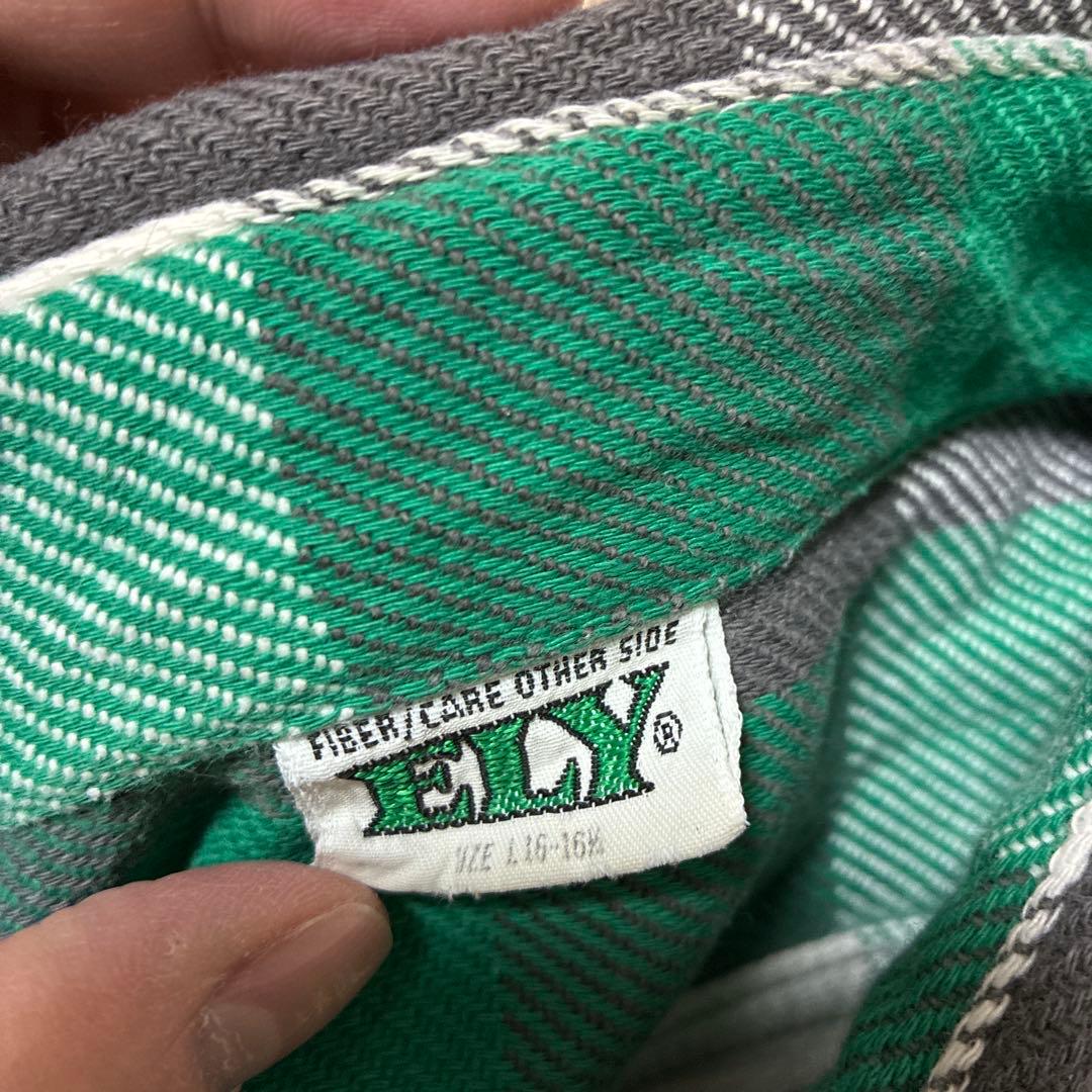 A*D様 70s ELY チェック ネルシャツ L グリーン ブラック ビンテー