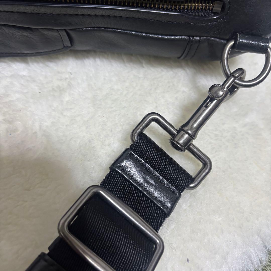 コーチ ボディバッグ ショルダーバッグ ブラック ネイビー レザー