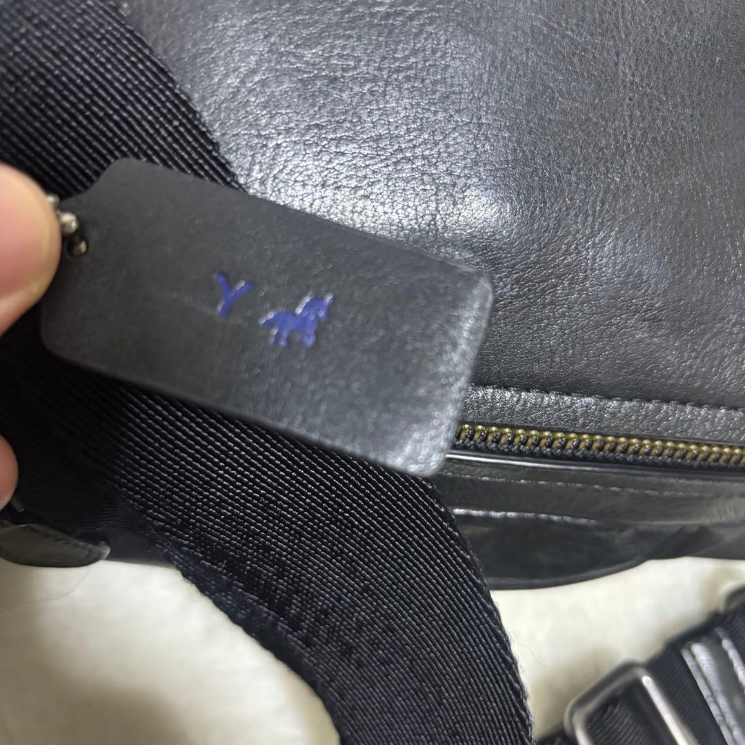 コーチ ボディバッグ ショルダーバッグ ブラック ネイビー レザー