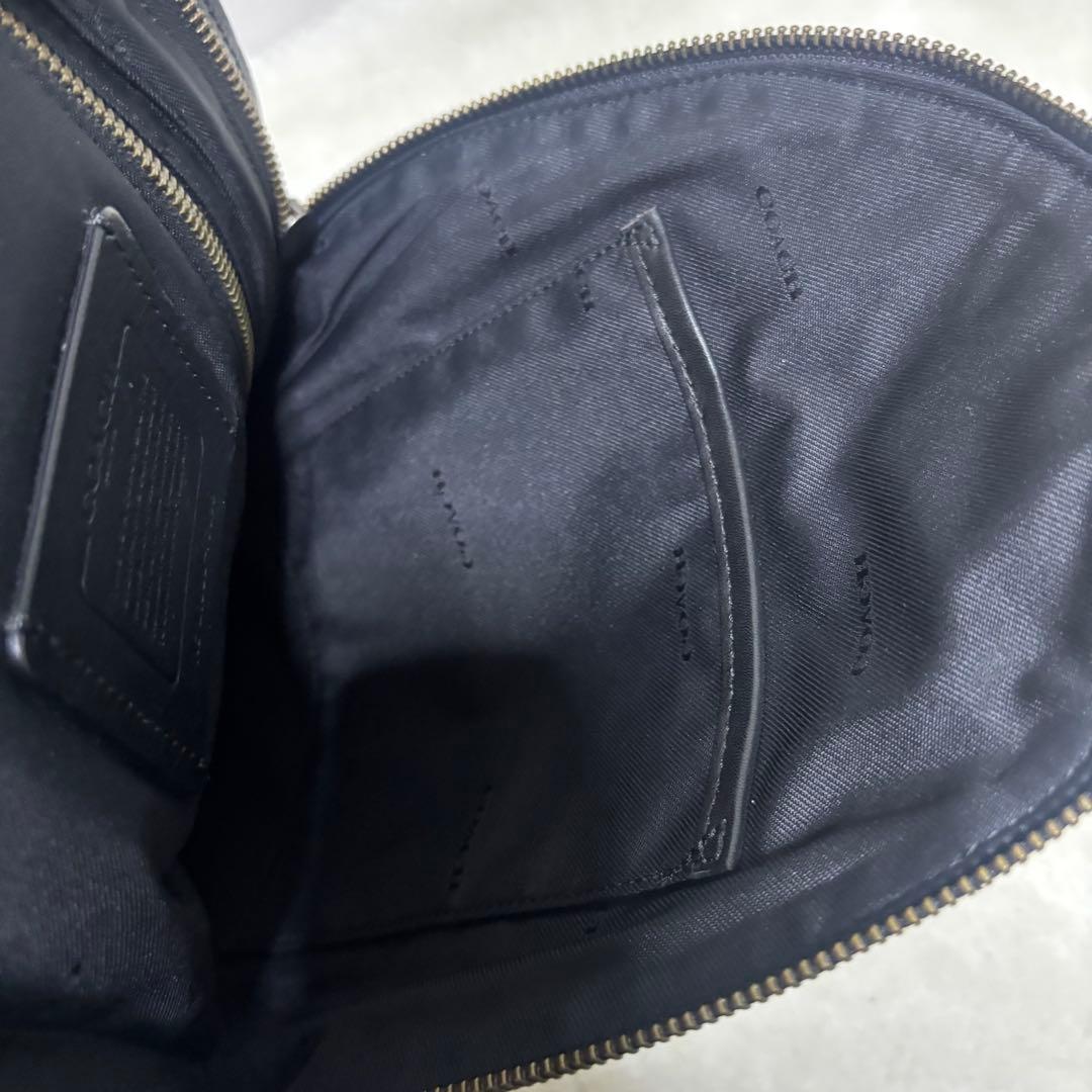 コーチ ボディバッグ ショルダーバッグ ブラック ネイビー レザー