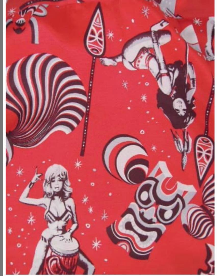 Dry Bones レーヨンシャツ　希少品　レア　サイズ40 レッド