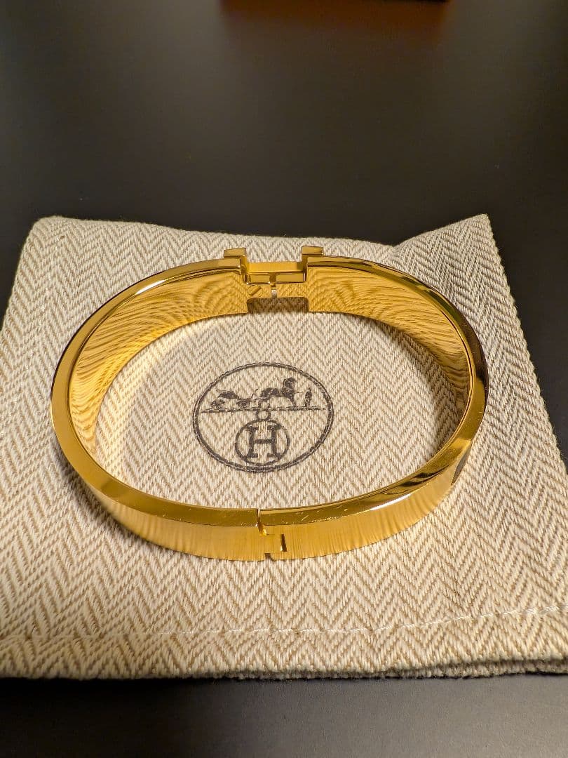 HERMES エナメルブレスレット クリックHH ゴールド T5