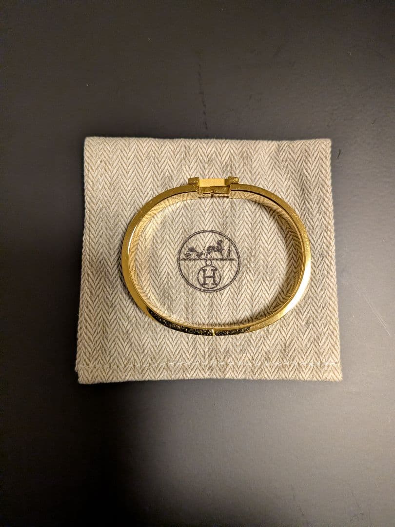 HERMES エナメルブレスレット クリックHH ゴールド T5