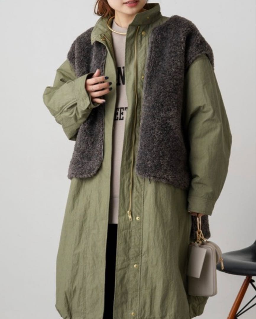 PUAL CE CIN ボアライナー付きマルチウェイモッズコート（新品）