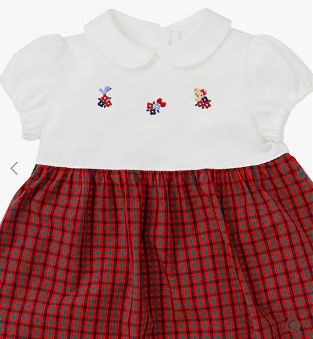 familiar 赤チェックワンピース（2着）