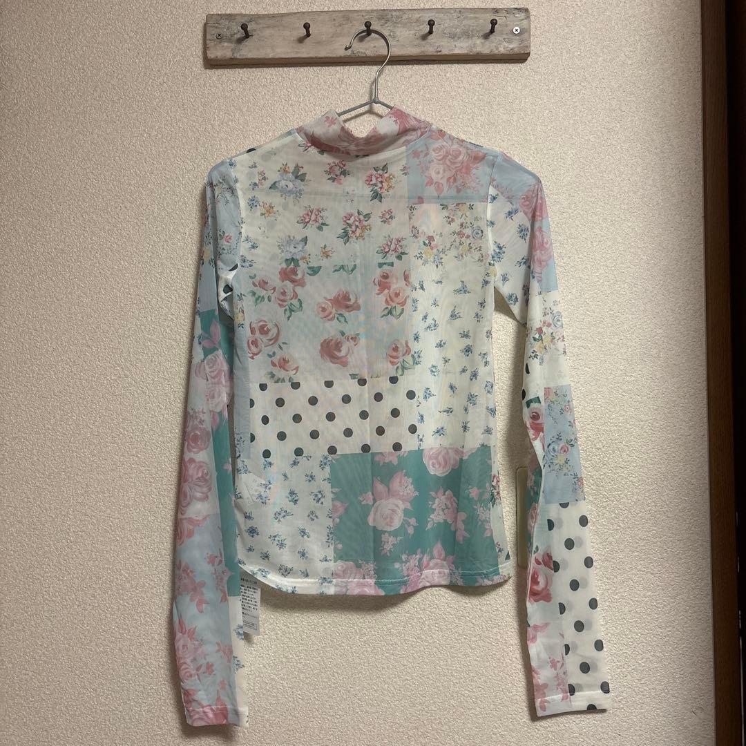 【POPPY】ノスタルジックパッチワークシースルートップス（ハイネック）