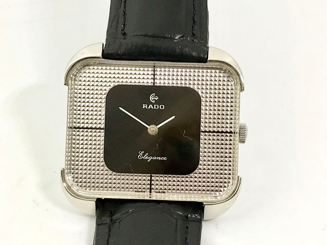 ミ*ー様 ヴィンテージ・ラドー エレガンス ・スクエア 黒文字盤 メンズ腕時計