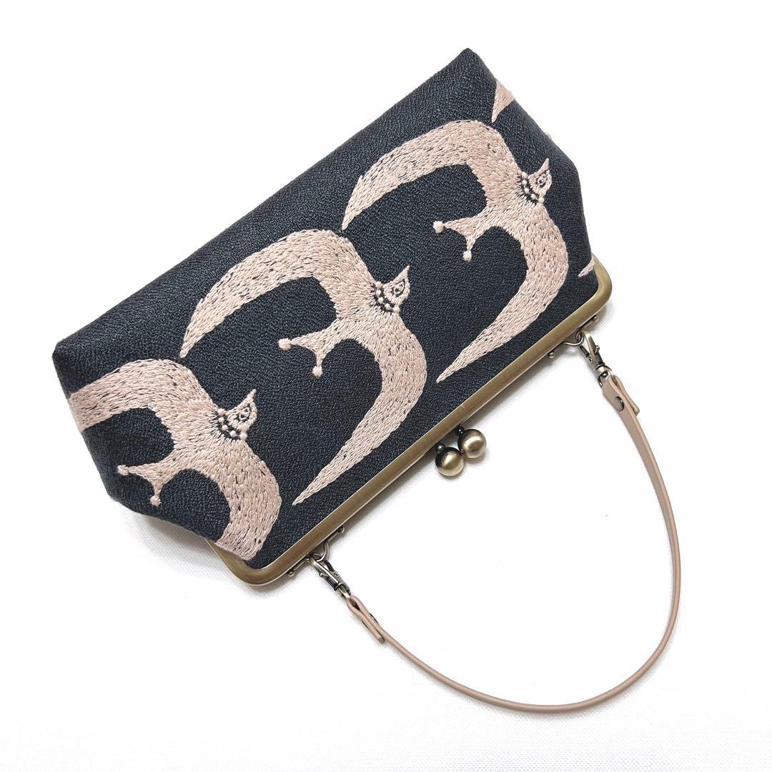 ミナペルホネン　ハンドメイド　がま口　go! バッグ マチ広め　短ストラップ付