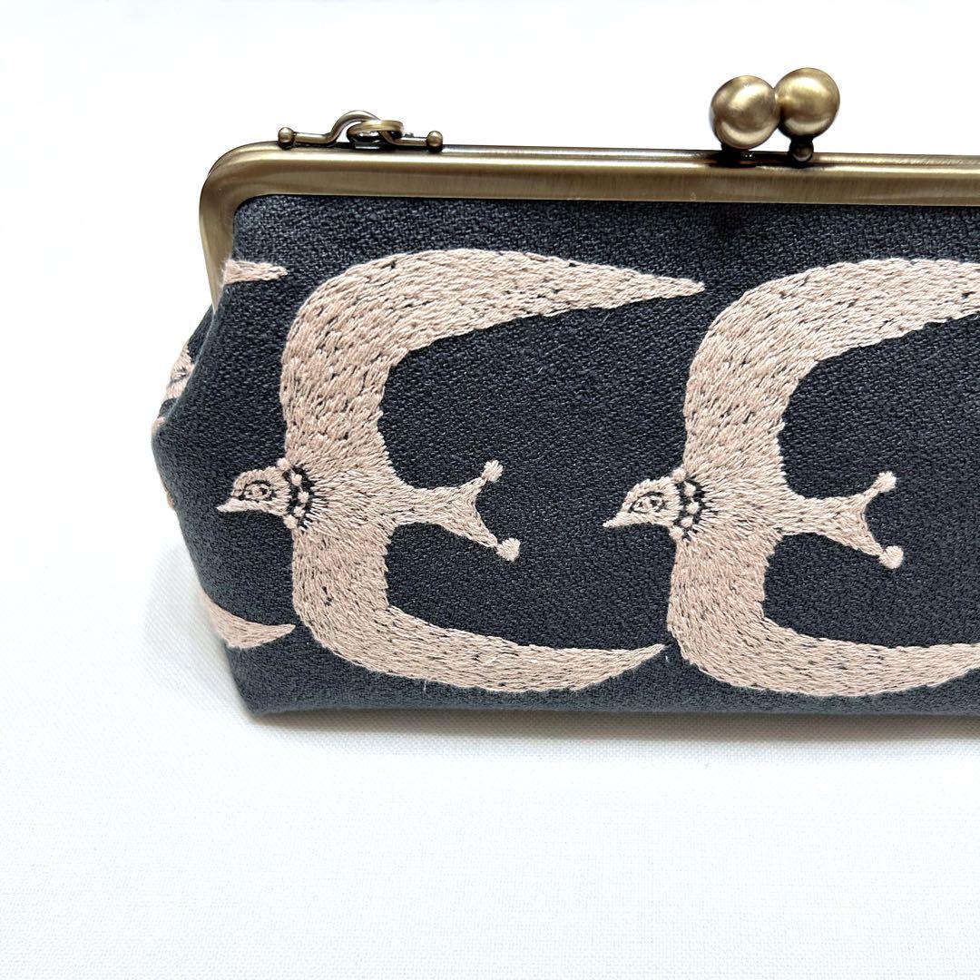 ミナペルホネン　ハンドメイド　がま口　go! バッグ マチ広め　短ストラップ付