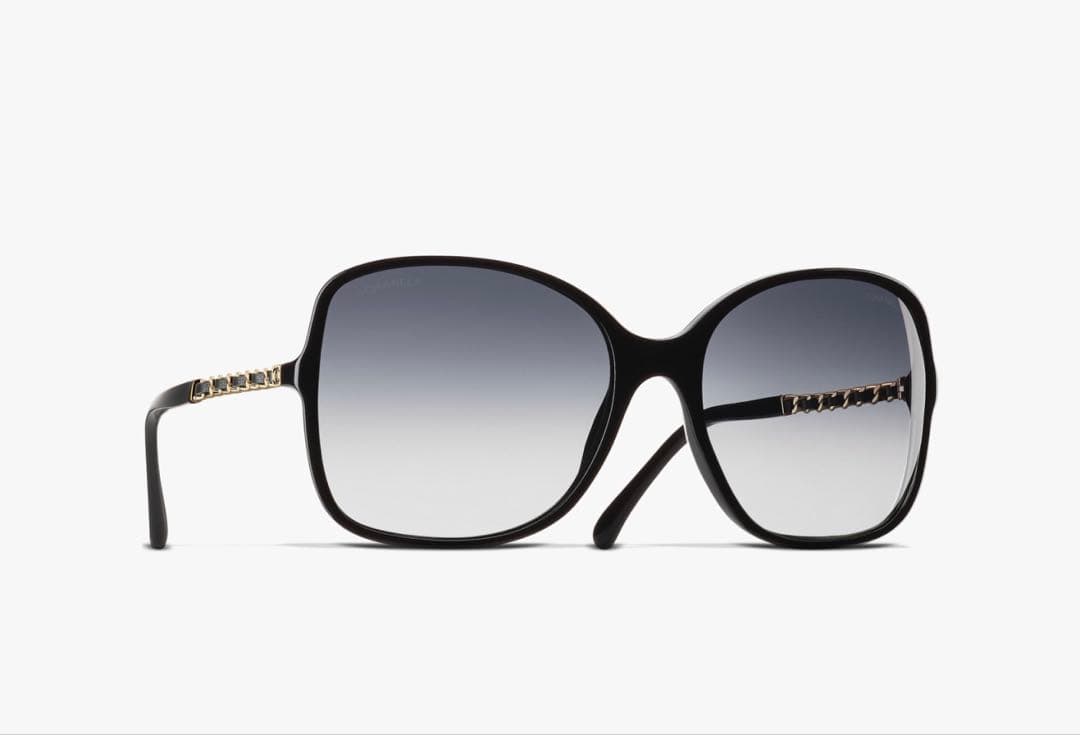 【美品】CHANEL シャネル スクエアシェイプアイウェア サングラス ブラック