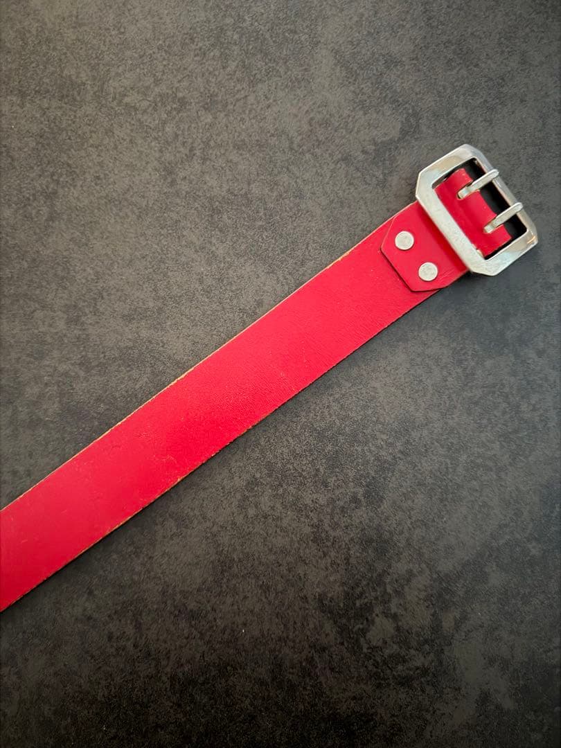 エヴィス ど根性ベルト レザーベルト 赤 レッド EVISU