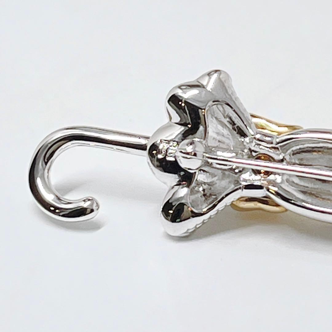 極美品✨MIKIMOTOミキモト アコヤパール　ピンブローチ　傘　アンブレラ