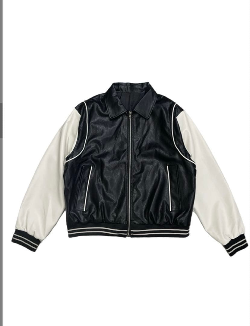 美品　【Chikashitsu +】leather piping jacket