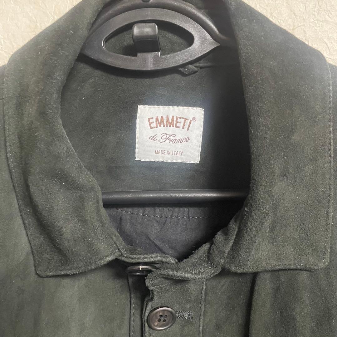 EMMETTI スエード カーキ オリーブ　ゴートスキン シャツ 50
