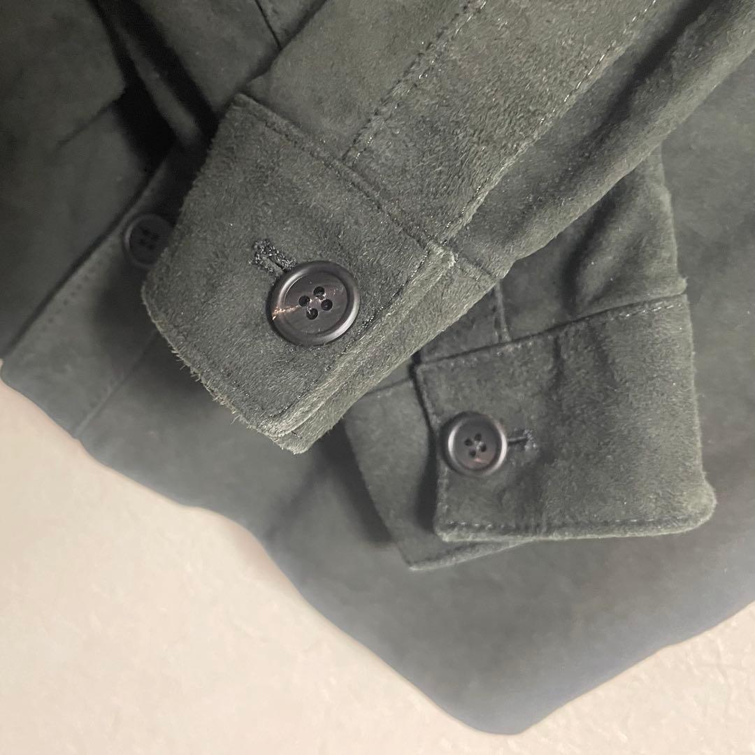 EMMETTI スエード カーキ オリーブ　ゴートスキン シャツ 50