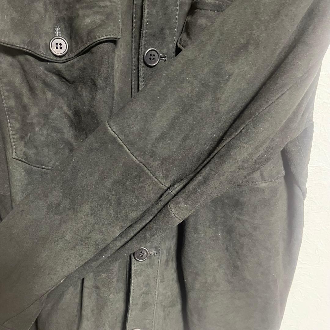 EMMETTI スエード カーキ オリーブ　ゴートスキン シャツ 50