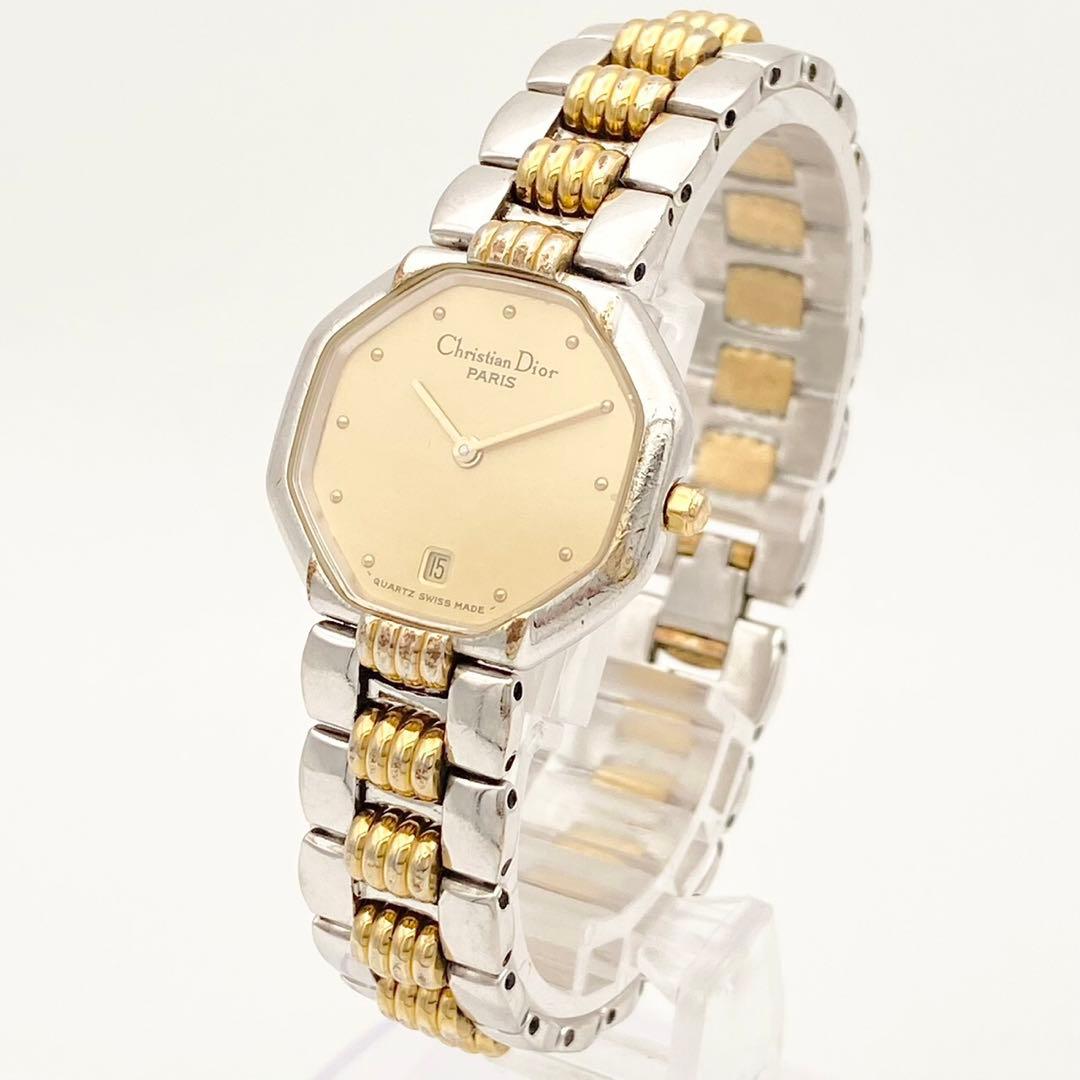 【稼働品】ディオール　オクタゴン　クォーツ 腕時計 コンビ レディース