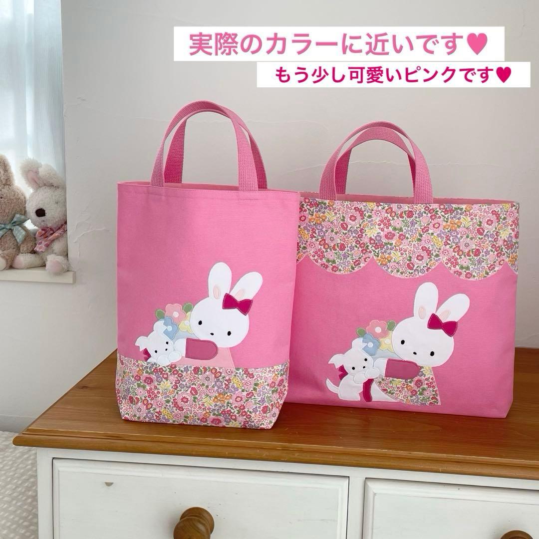 ハンドメイドレッスンバッグ・トートバッグ縦長マチ幅大（8㎝） ♥︎なかよし♥︎２点
