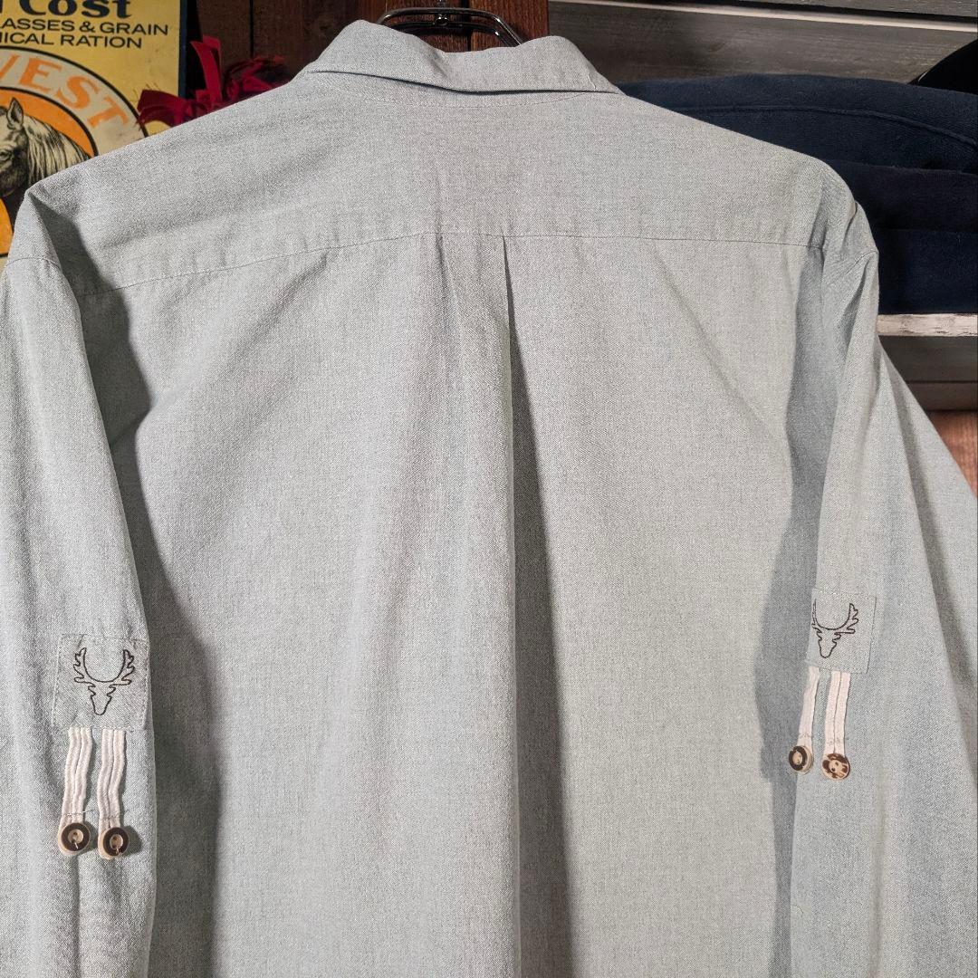 90s　ユーロヴィンテージ　チロリアンシャツ　チロルシャツ　刺繍　オーバーサイズ