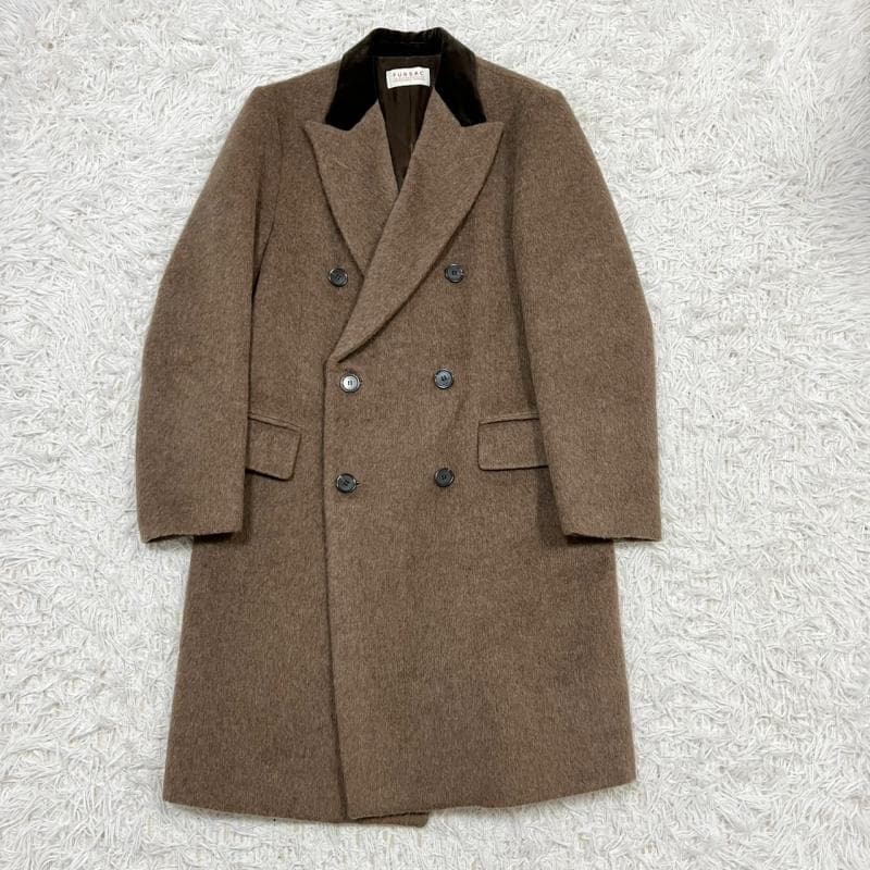 美品 FURSAC チェスターコート ダブルブレスト ブラウン アルパカ混