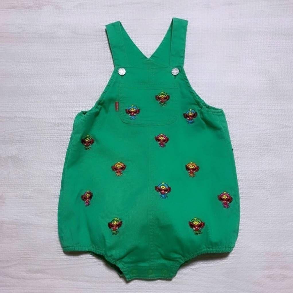 « 美品 » ヒステリックミニ ミニラ 刺繍ダルマ 恐竜 サロペット 緑 最安値