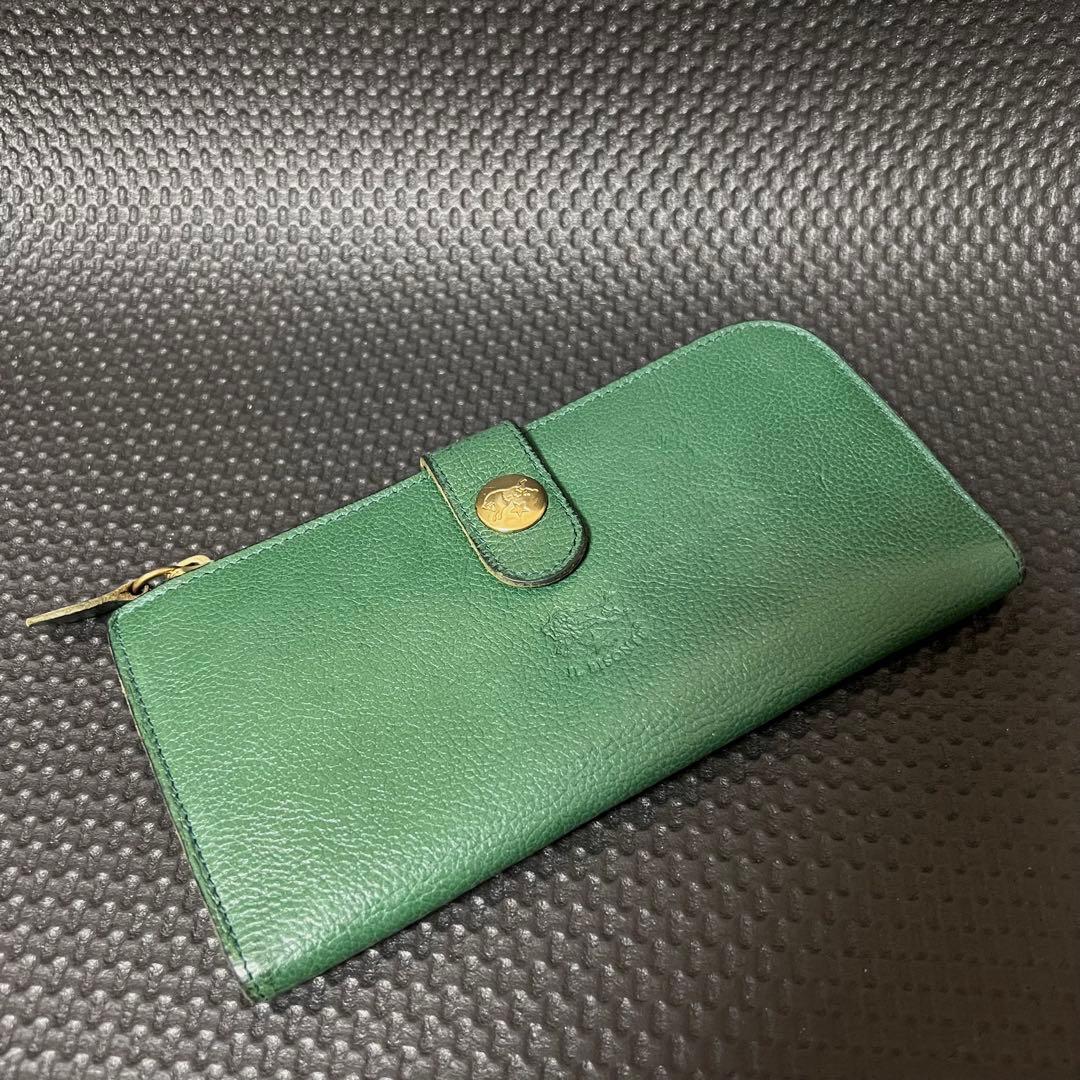 IL BISONTE /イルビゾンテ☆L字ファスナー☆長財布☆エメラルドグリーン