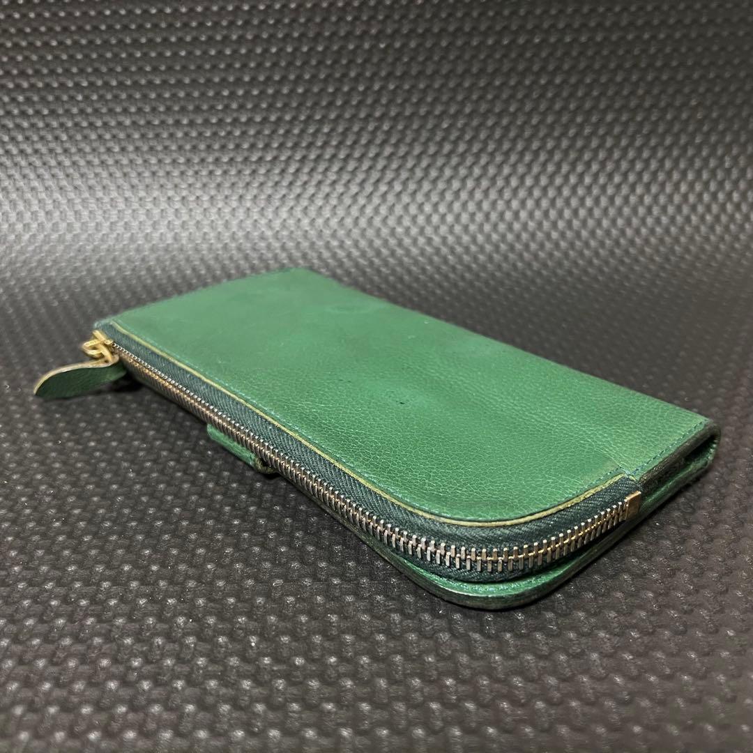 IL BISONTE /イルビゾンテ☆L字ファスナー☆長財布☆エメラルドグリーン