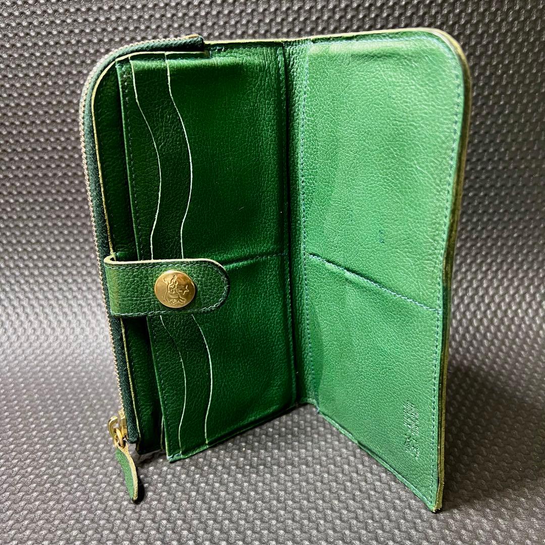 IL BISONTE /イルビゾンテ☆L字ファスナー☆長財布☆エメラルドグリーン