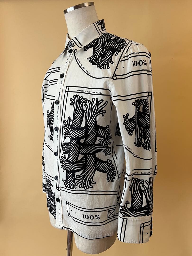 美品:サイズL: Christopher Nemeth ネメス :ロープ柄シャツ