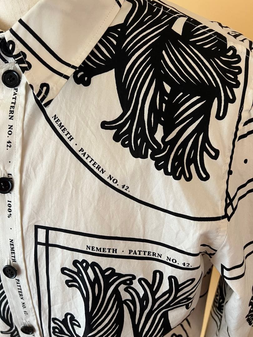 美品:サイズL: Christopher Nemeth ネメス :ロープ柄シャツ