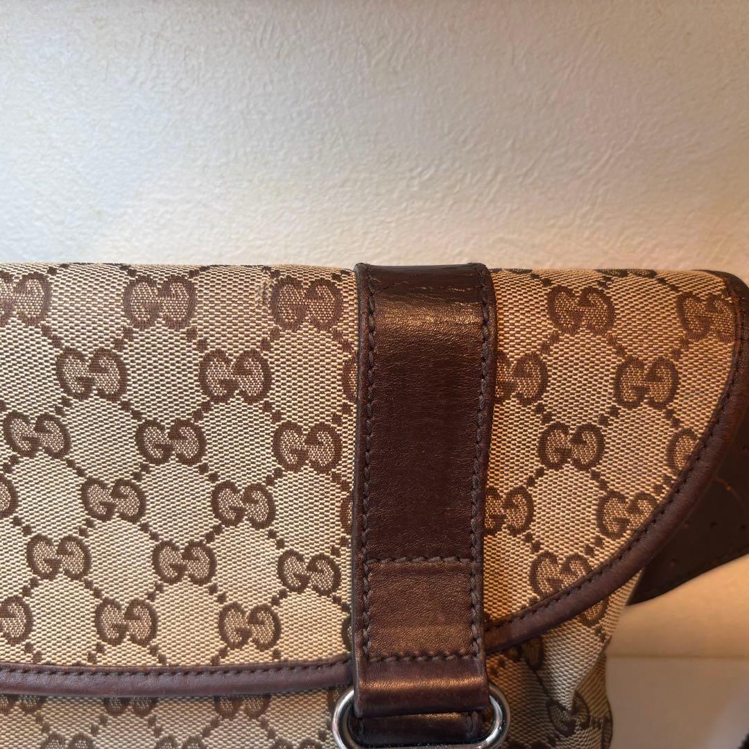 グッチ GUCCI ボディバッグ GG キャンバス レザー ブラウン