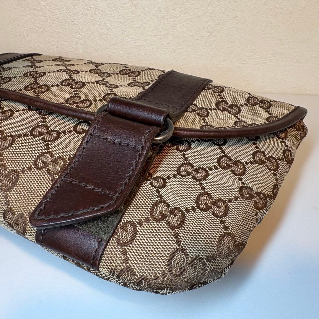 グッチ GUCCI ボディバッグ GG キャンバス レザー ブラウン