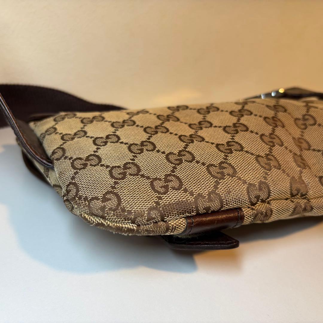 グッチ GUCCI ボディバッグ GG キャンバス レザー ブラウン