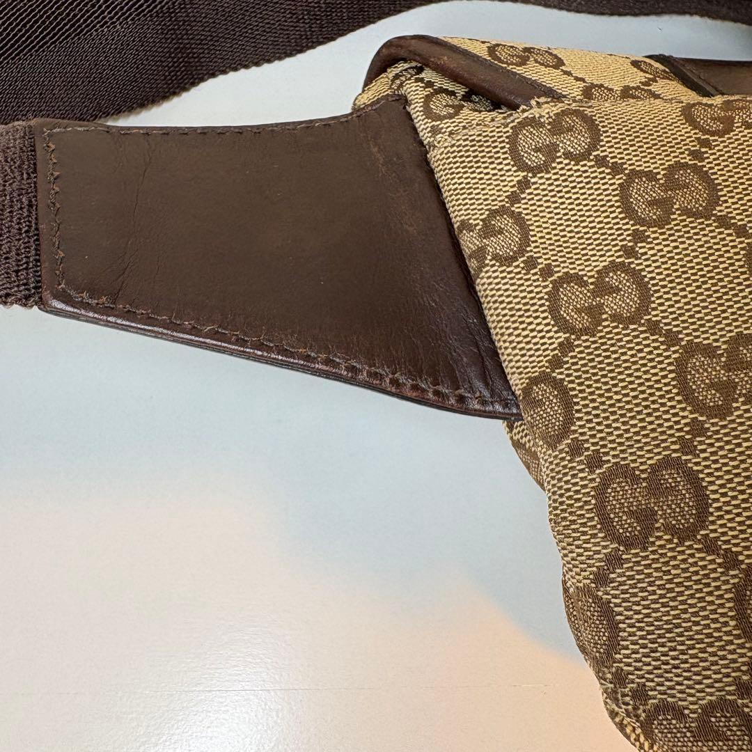 グッチ GUCCI ボディバッグ GG キャンバス レザー ブラウン