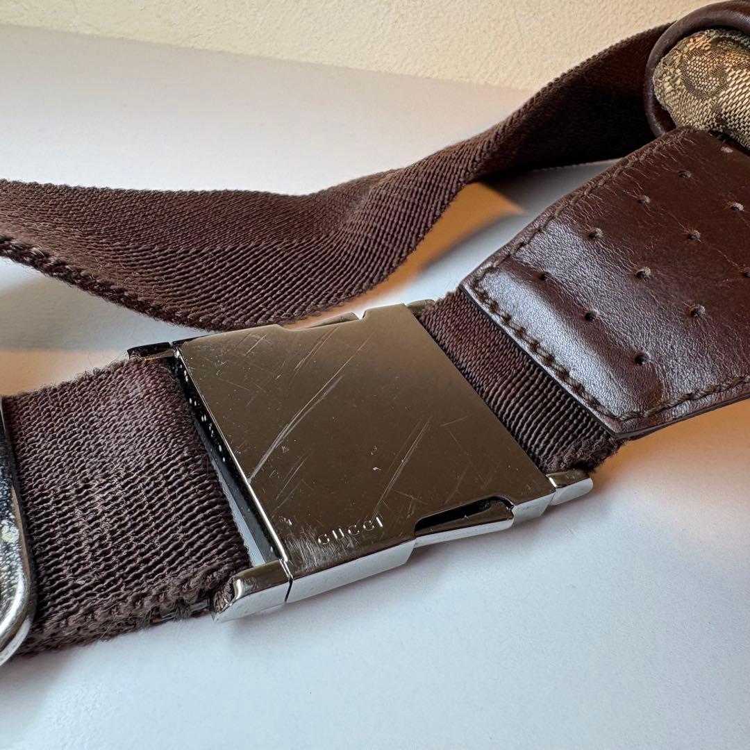 グッチ GUCCI ボディバッグ GG キャンバス レザー ブラウン